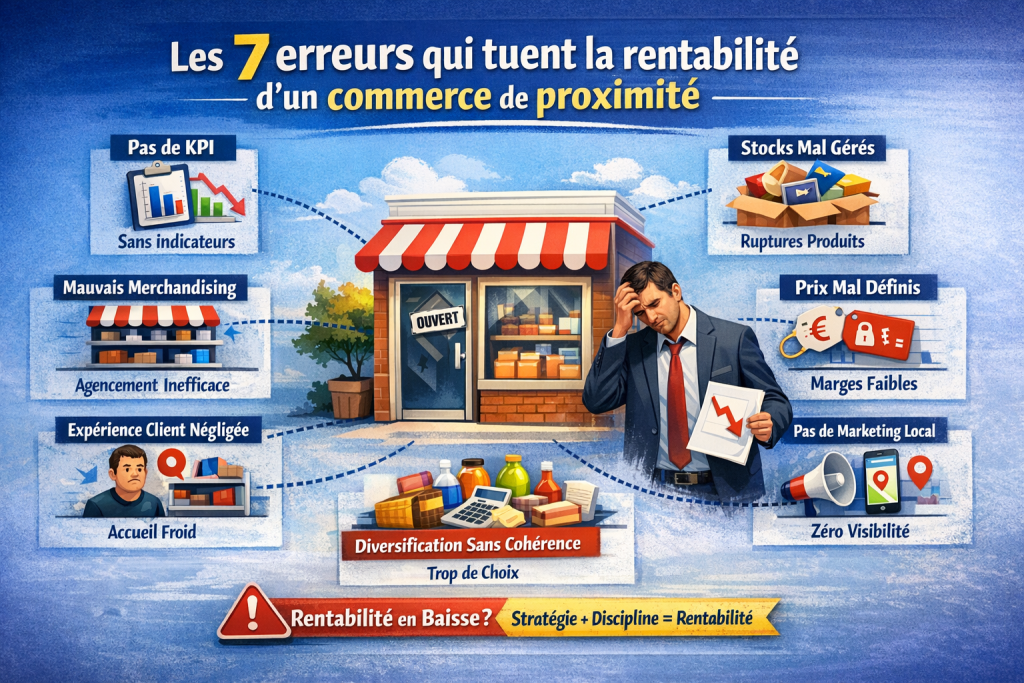 7 erreurs qui tuent rentabilité commerce proximité